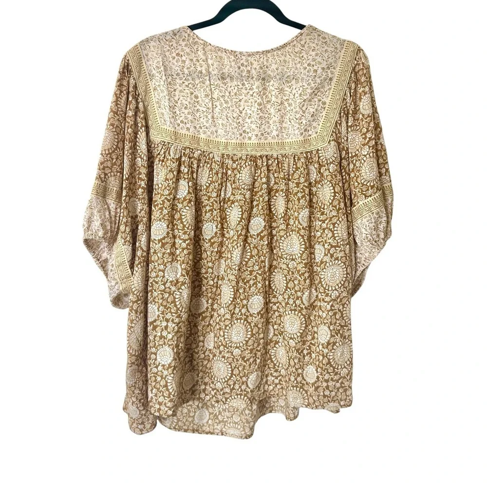 Old Navy‎ Elbow-Length Split-Neck Floral Poet Swing Blouse Plus 4X Boho Peasant